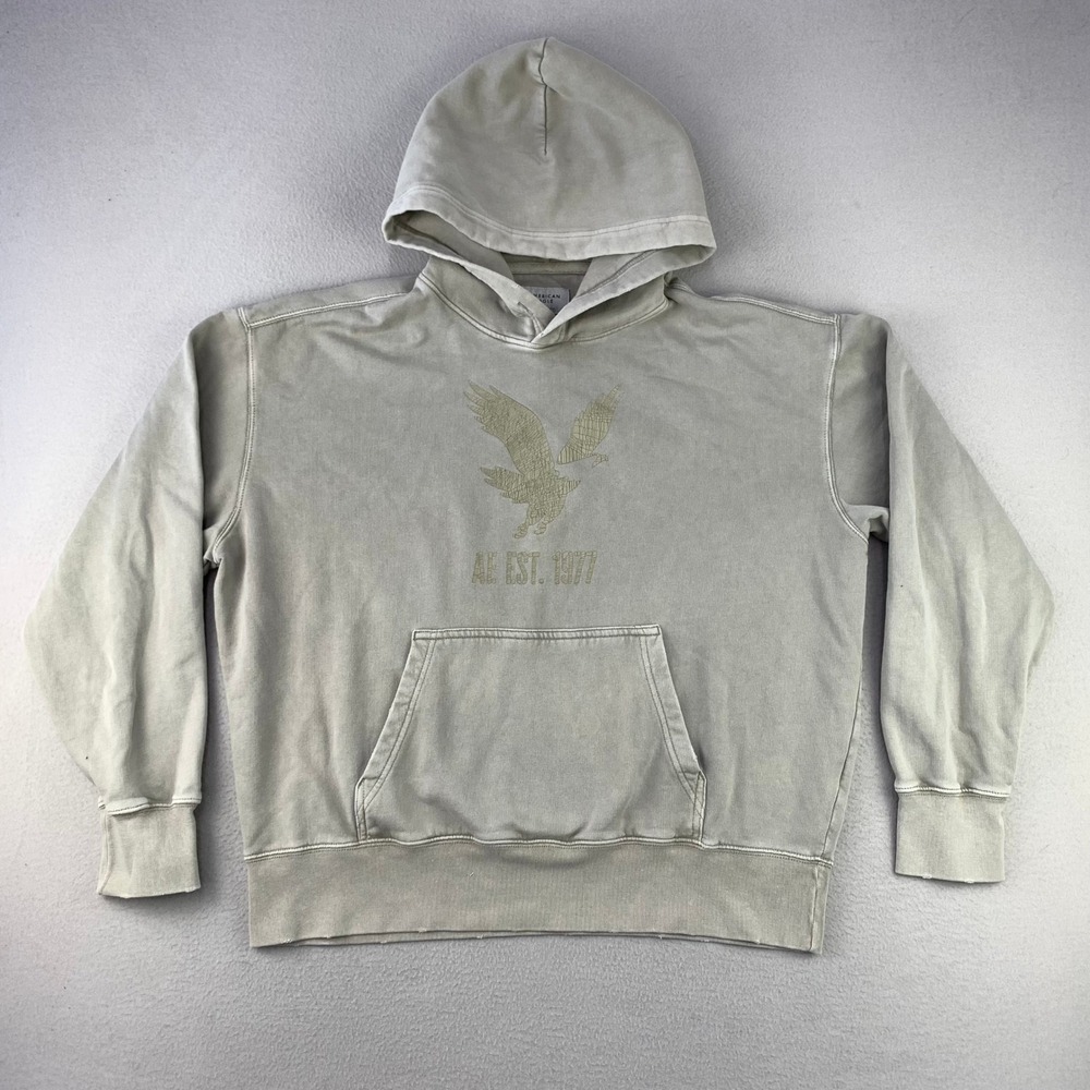 American Eagle Hoodie‎ Men Large Faded AE Graphic Pullover Distressed Retro Y2K